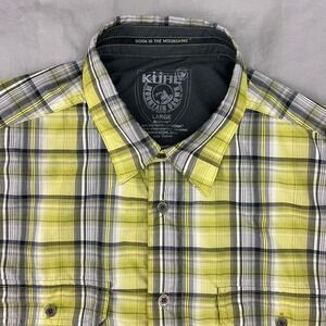 KUHL Plaid Short Sleeve Button Up Shirt Mens Size Large Polyester Casual Outdoor